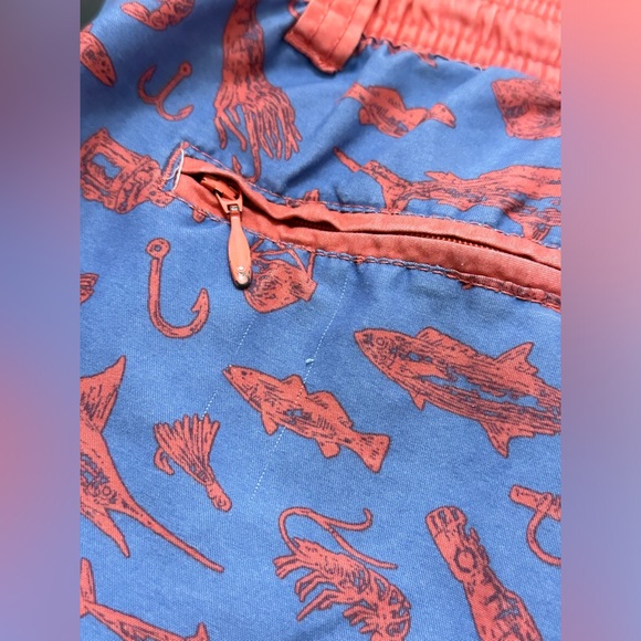 Men’s Southern Marsh Fishing Logo Blue/Red Lined Trunks Swim Shorts- Large - Picture 15 of 16